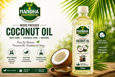 Nandha Marachekku Cold Pressed Coconut Oil – 1/2 Litre